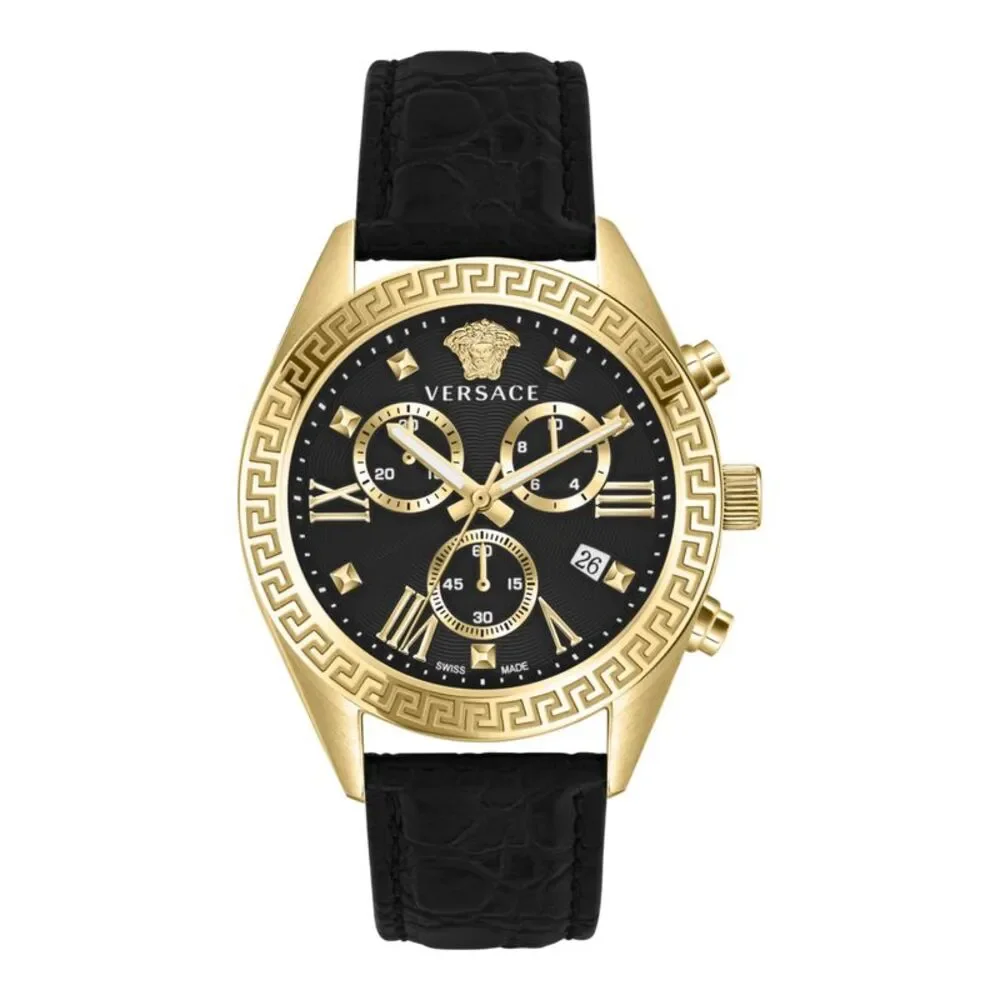 Versace Greca Chrono Leather Watch